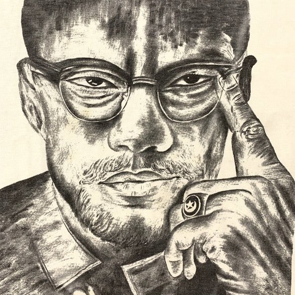 VTG 90s Malcolm X Big Face AOP Print Shirt Mens XL Hip Hop Black History Rap USA - Picture 3 of 13